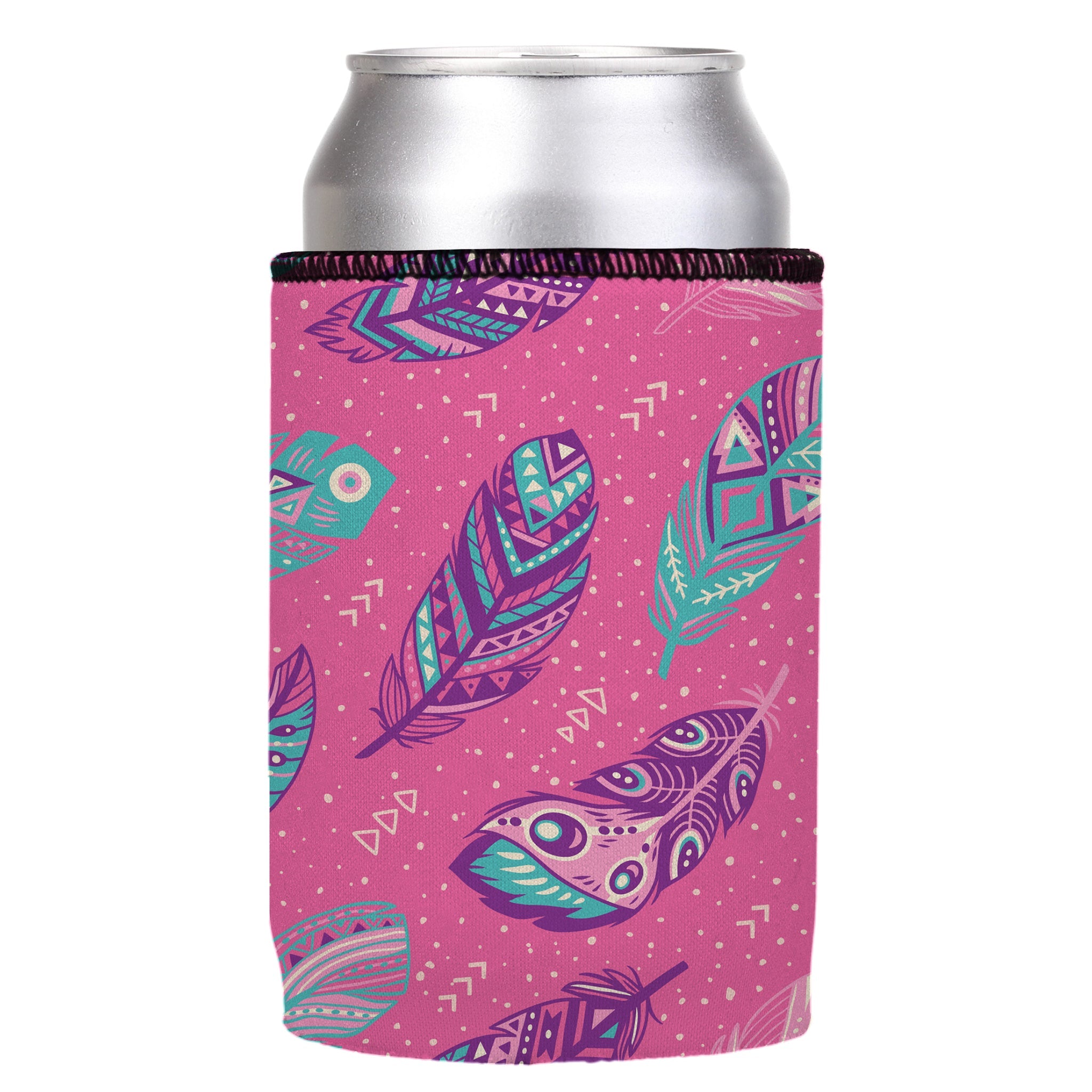 Stubbyz Pink Boho Feathers Stubby Cooler 2-Pack
