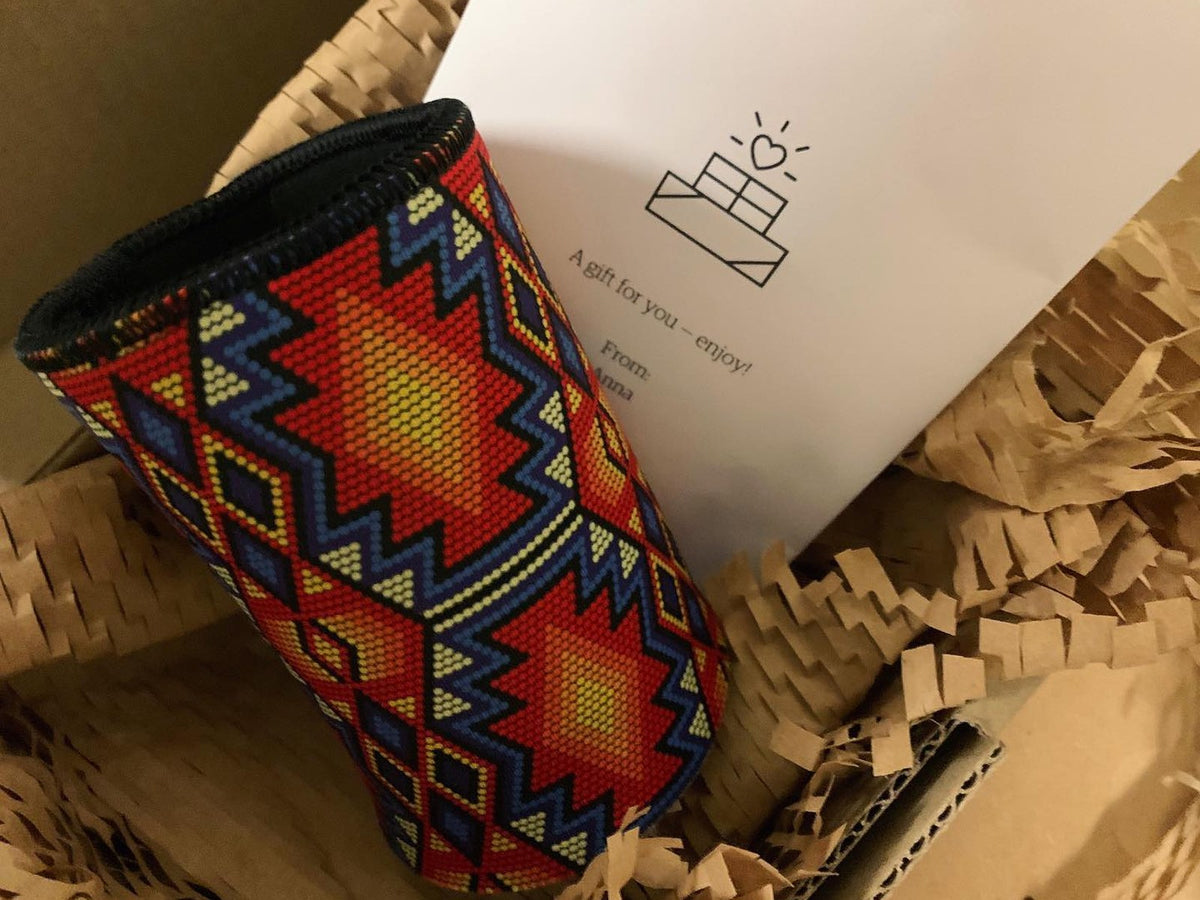 A Stubbyz stubby holder in a gift box with a gift card