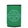 The Original (Green) Stubbyz One Size baseless stubby cooler, shown flat