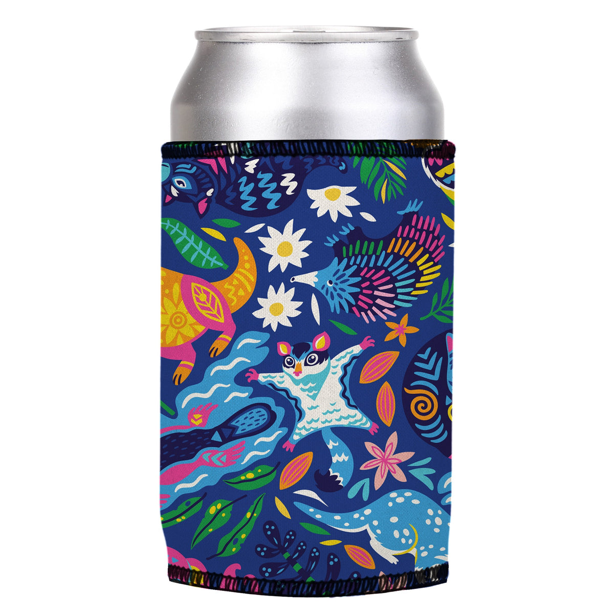 Aussie Crawl III Stubbyz One Size cooler on a standard can, angled view