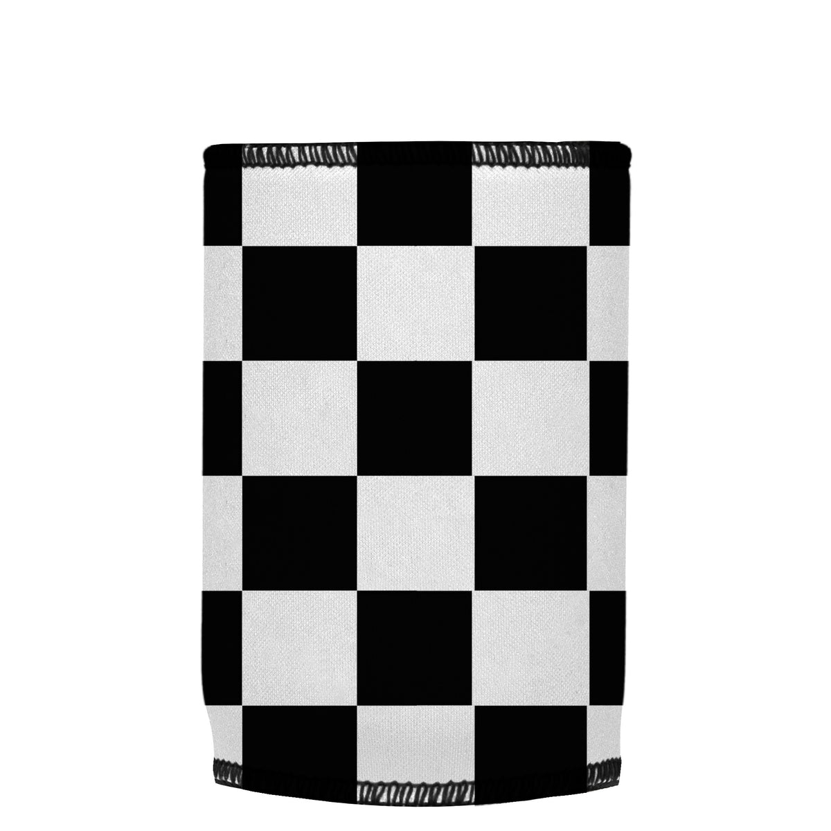 Large Checkerboard Stubbyz One Size baseless stubby cooler, shown flat