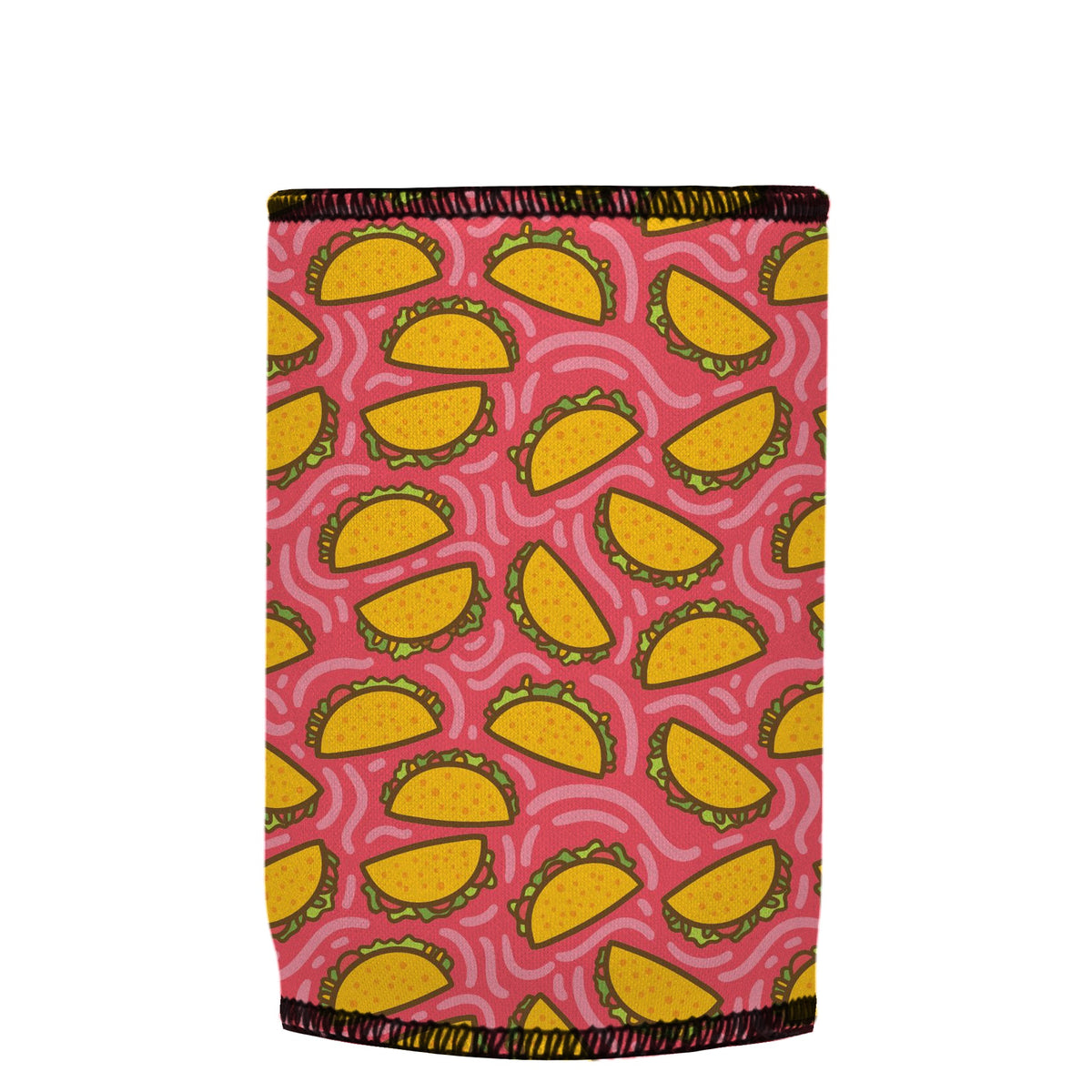 Raining Tacos Stubbyz One Size baseless stubby cooler, shown flat