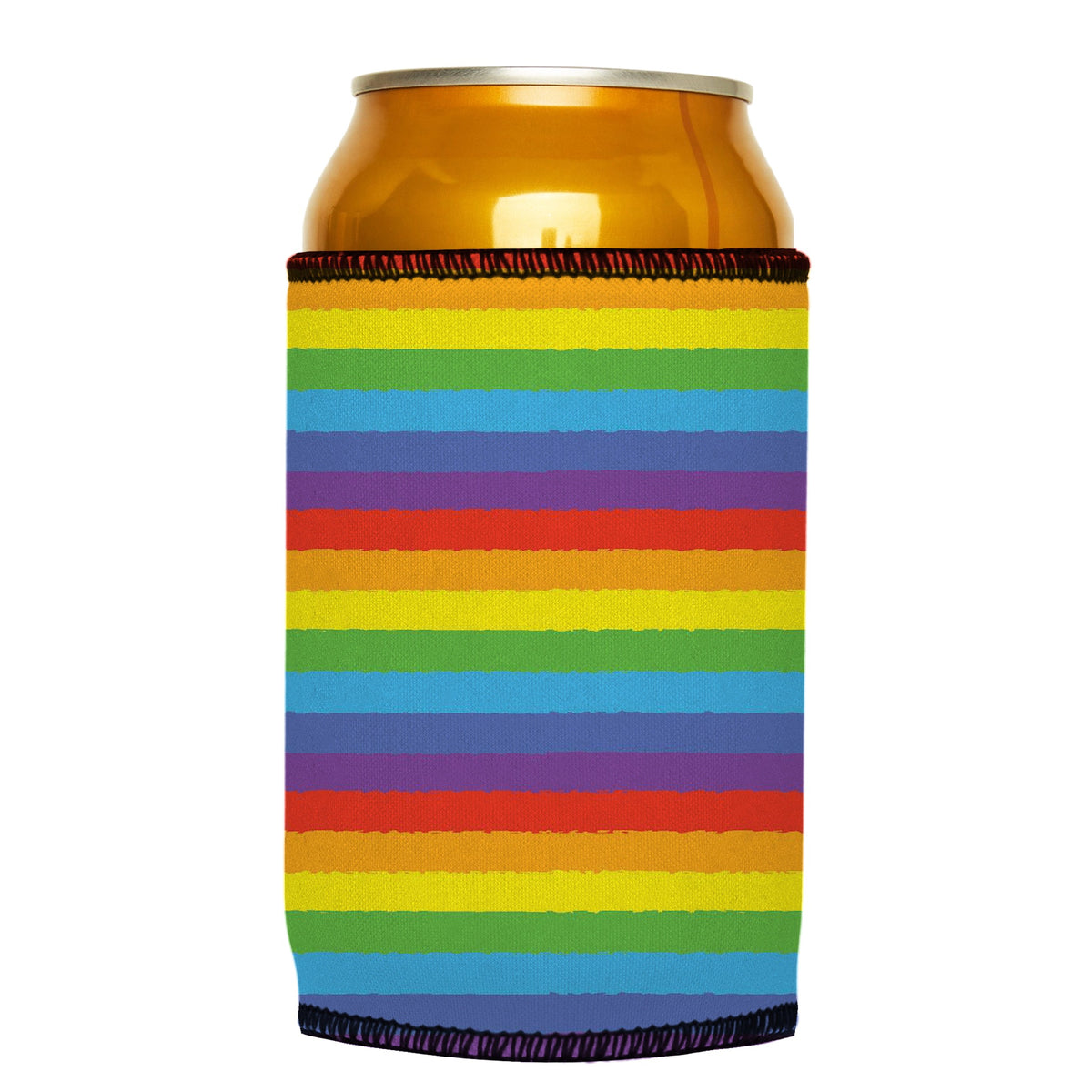 LGBTQ+ Pride Flag Stubbyz One Size cooler on a standard can