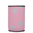 Palm Trees Aqua Pink Stubbyz One Size baseless stubby cooler, shown flat