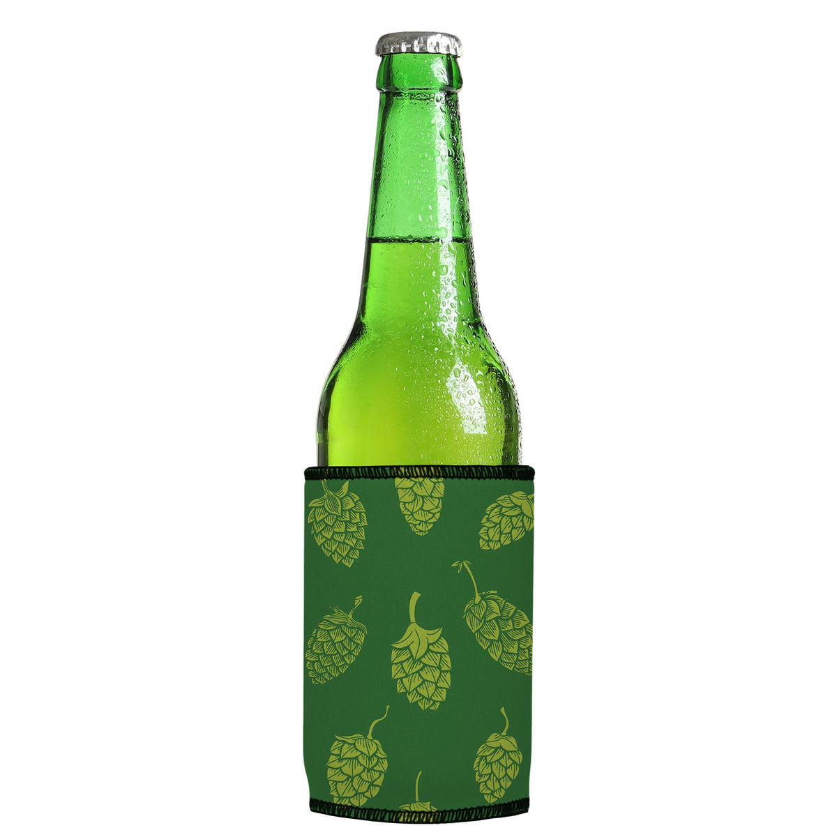 Hops on Hops off Stubbyz One Size cooler on a slim Euro-style bottle