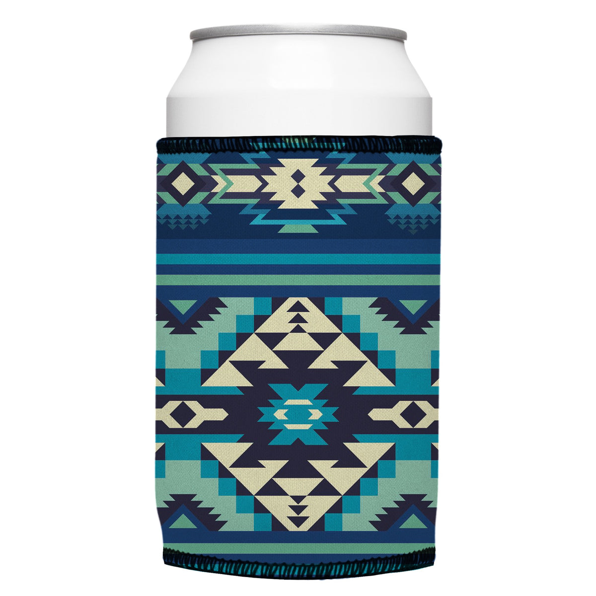 Blue Navajo Rug Stubbyz One Size cooler on a standard bottle