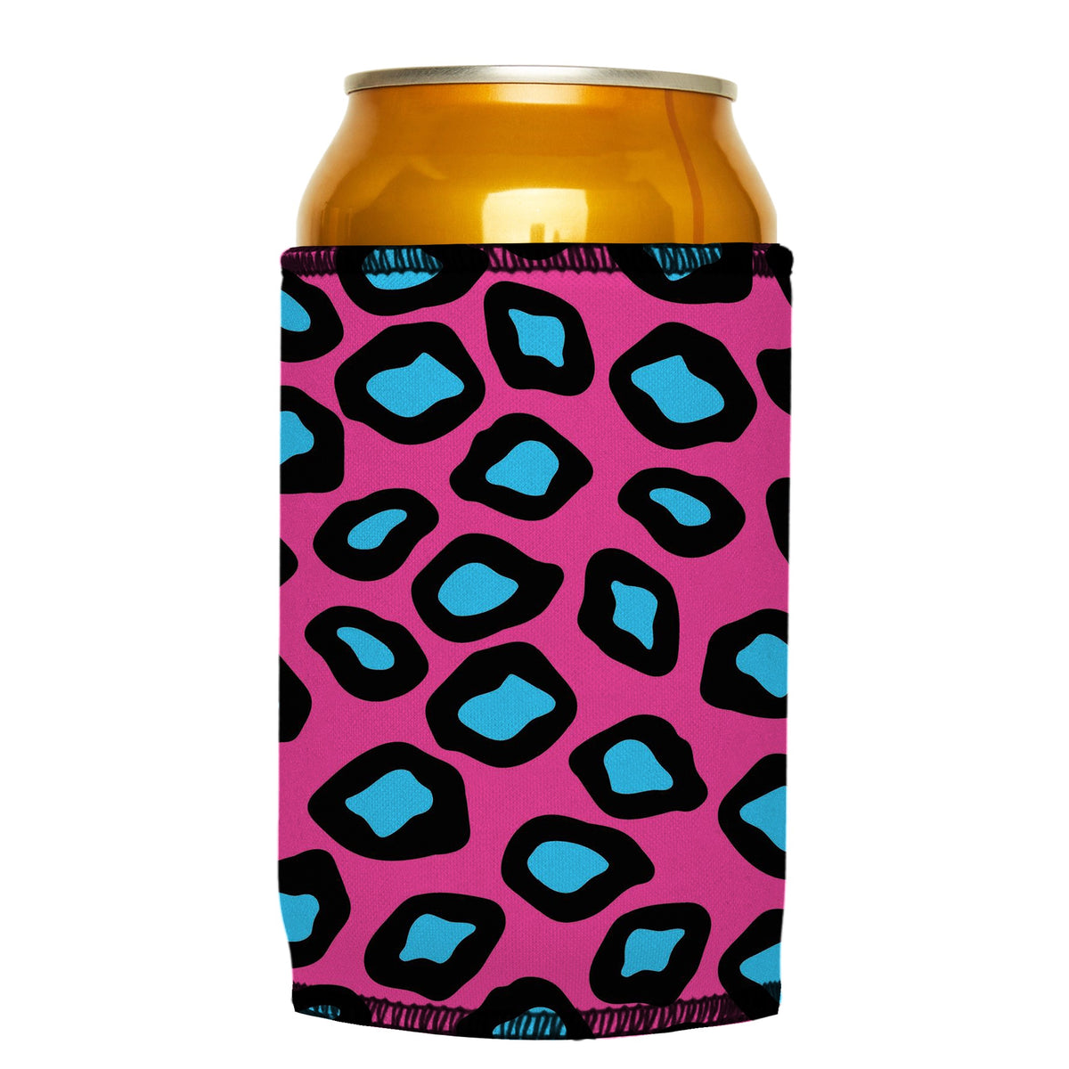 Pink Leopard Print Stubbyz One Size cooler on a standard can