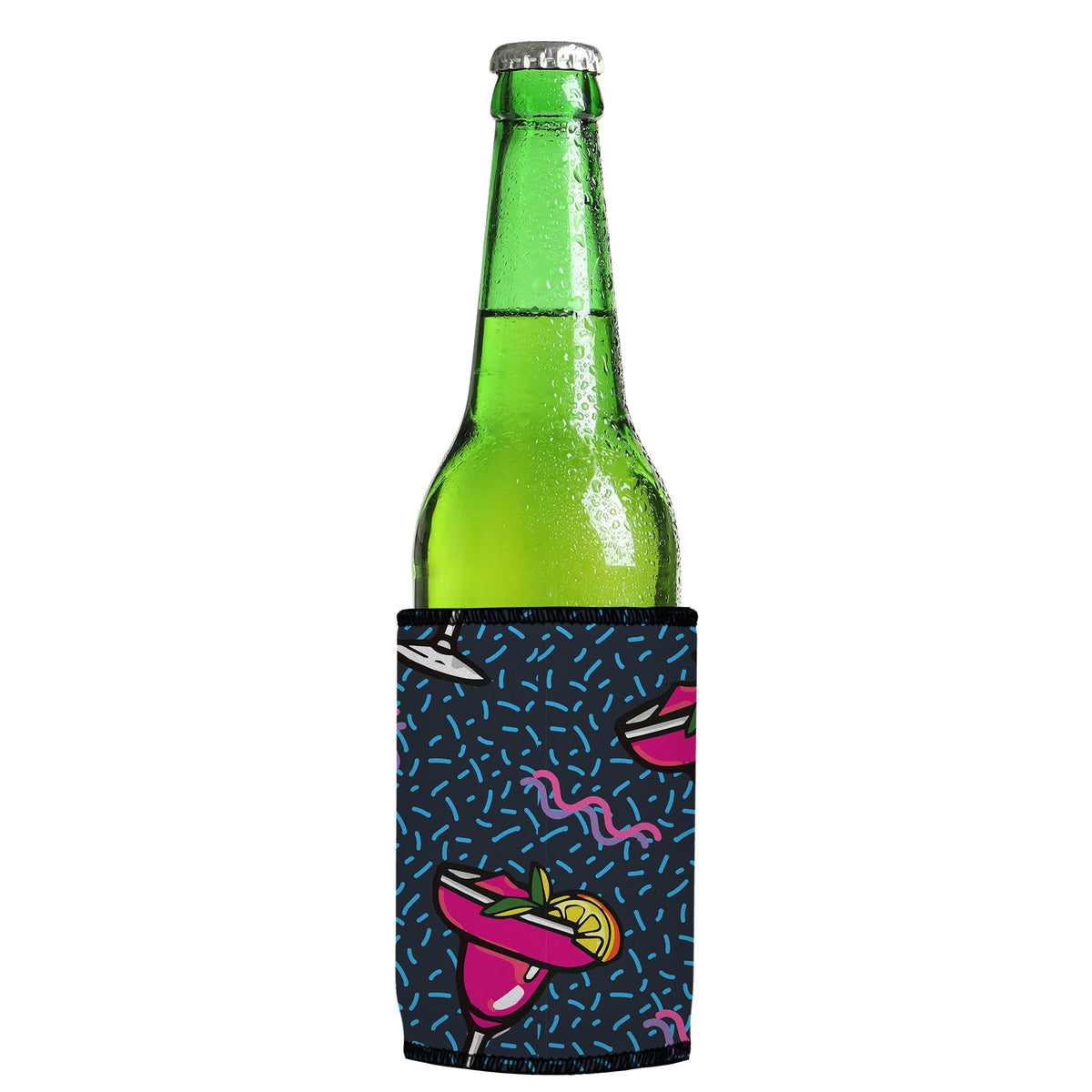 Pink Margaritas Stubbyz One Size cooler on a slim Euro-style bottle