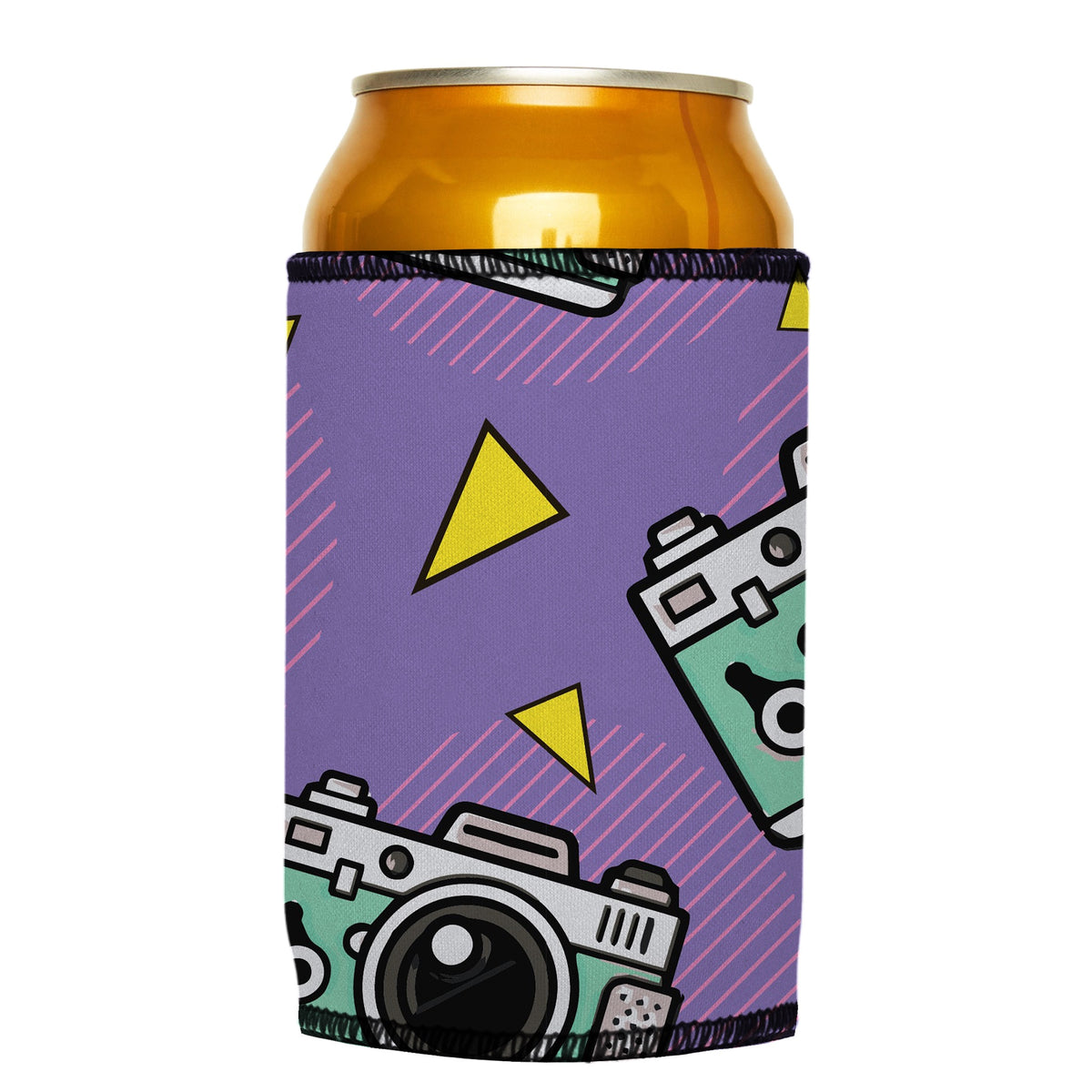 Cameras Shoot People Stubbyz One Size cooler on a standard can