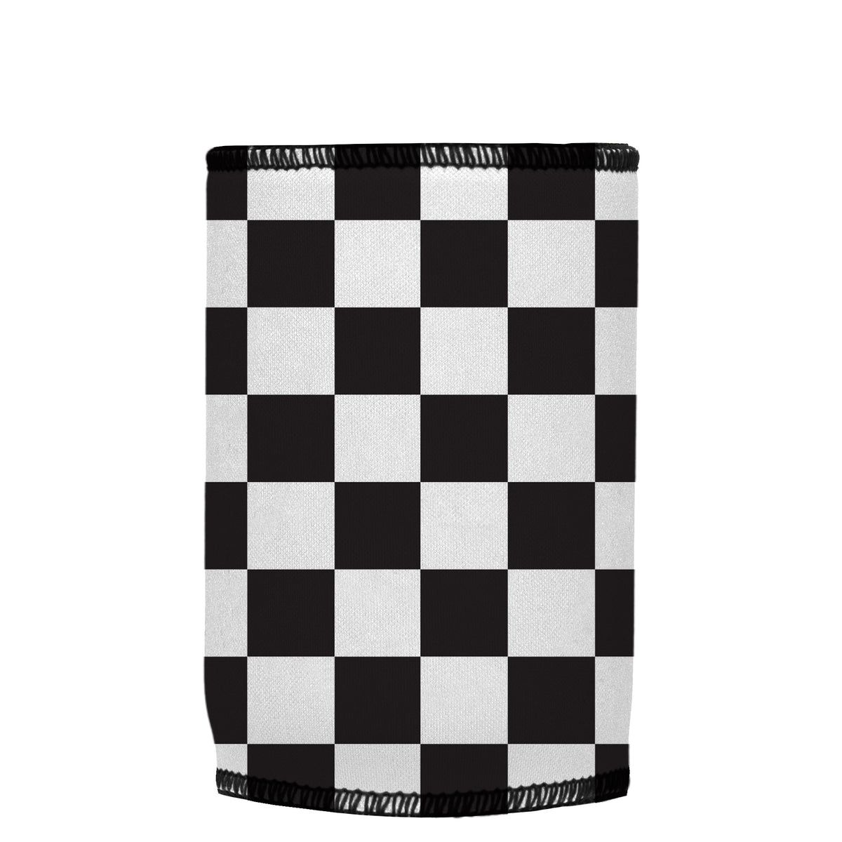 Small Checkerboard Stubbyz One Size baseless stubby cooler, shown flat