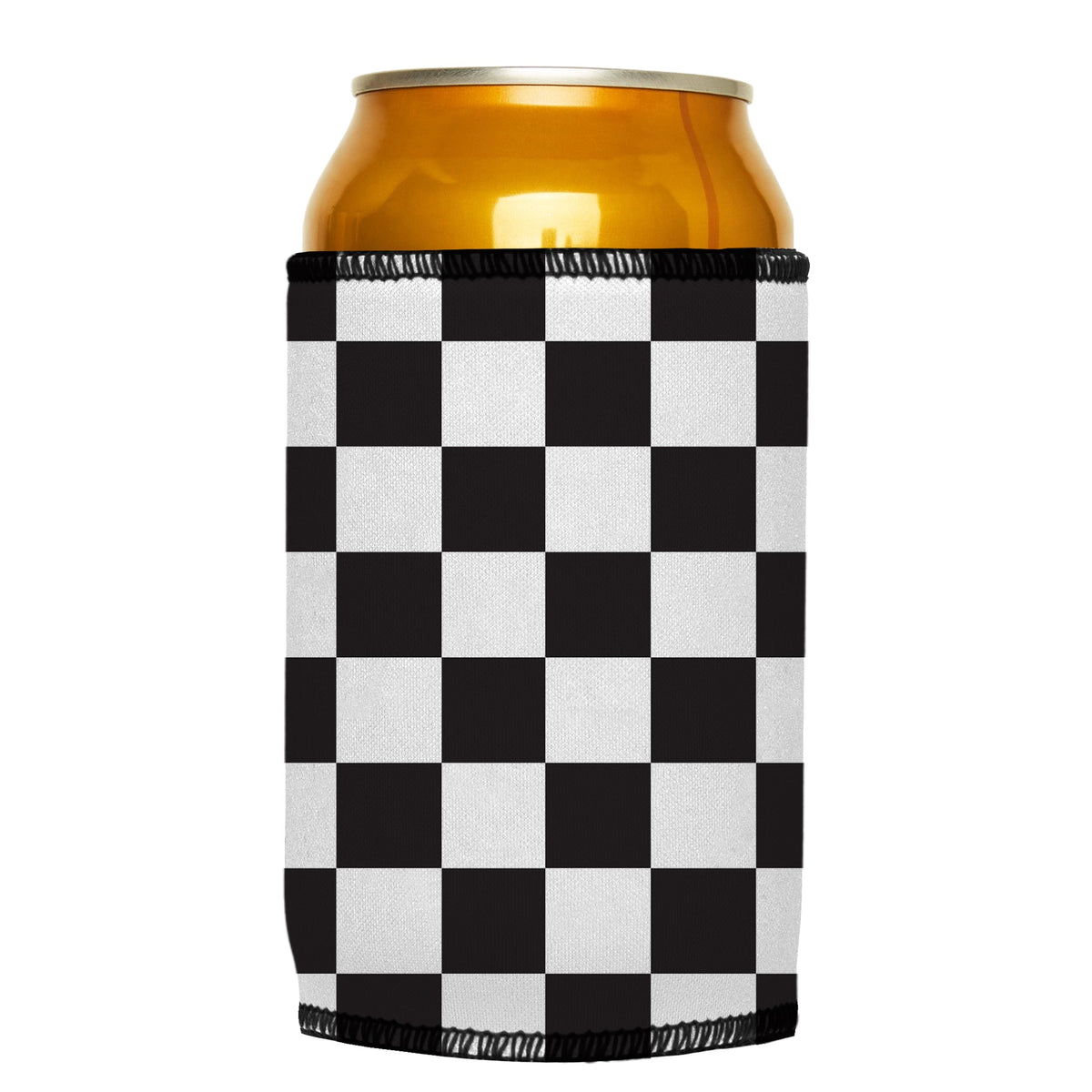 Small Checkerboard Stubbyz One Size cooler on a standard can