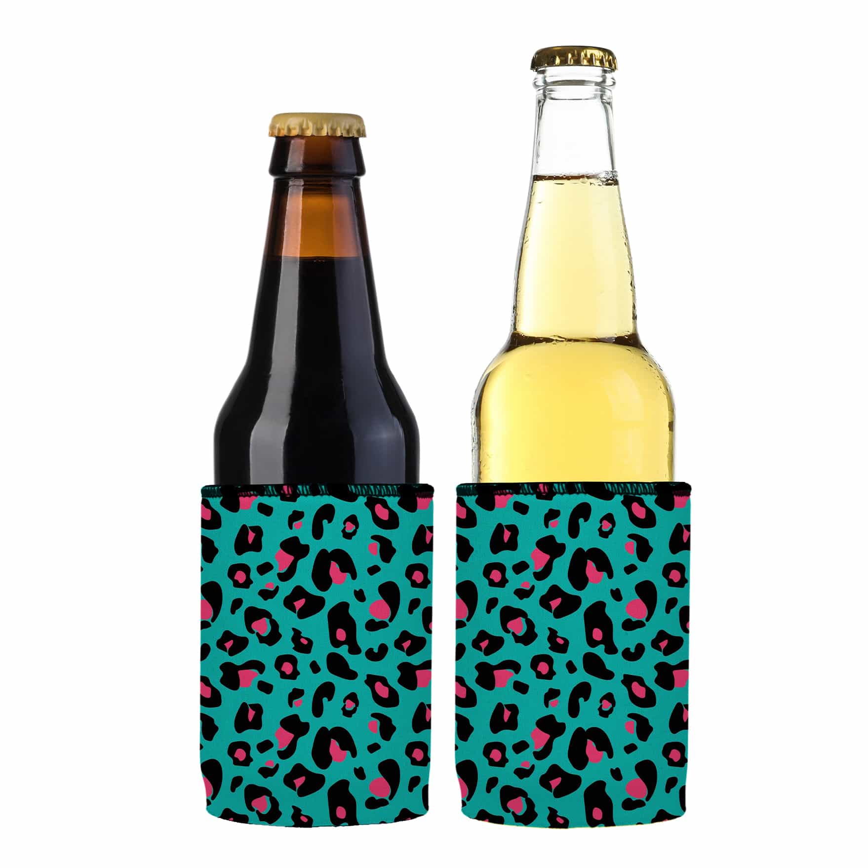 Stubbyz Teal Leopard Pattern Stubby Cooler 2-Pack