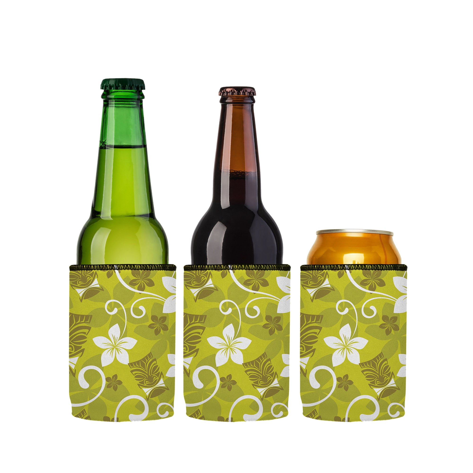 Stubbyz Green Tiki Tropics Stubby Cooler 3-Pack