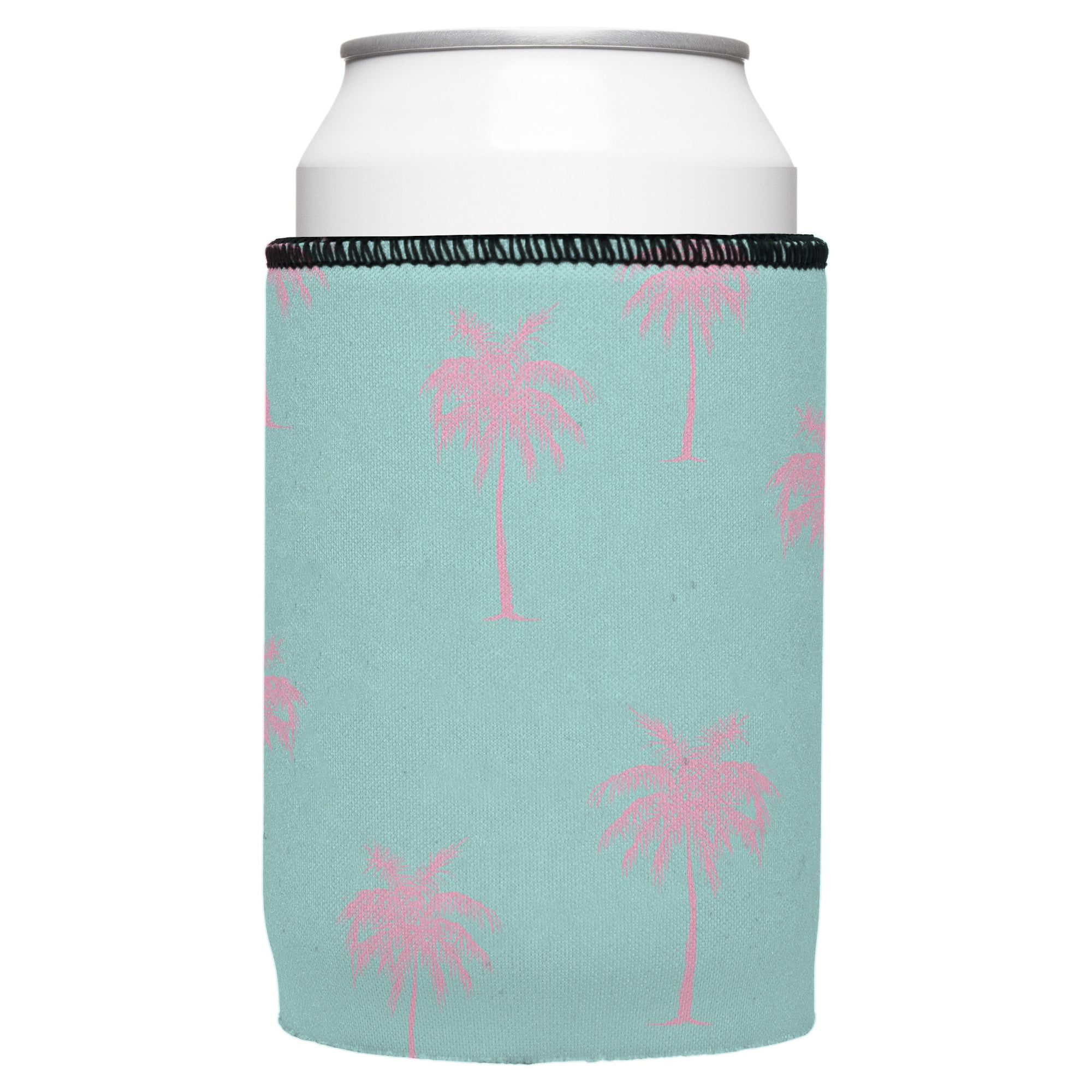 Stubbyz Palm Trees Pink Aqua Stubby Cooler