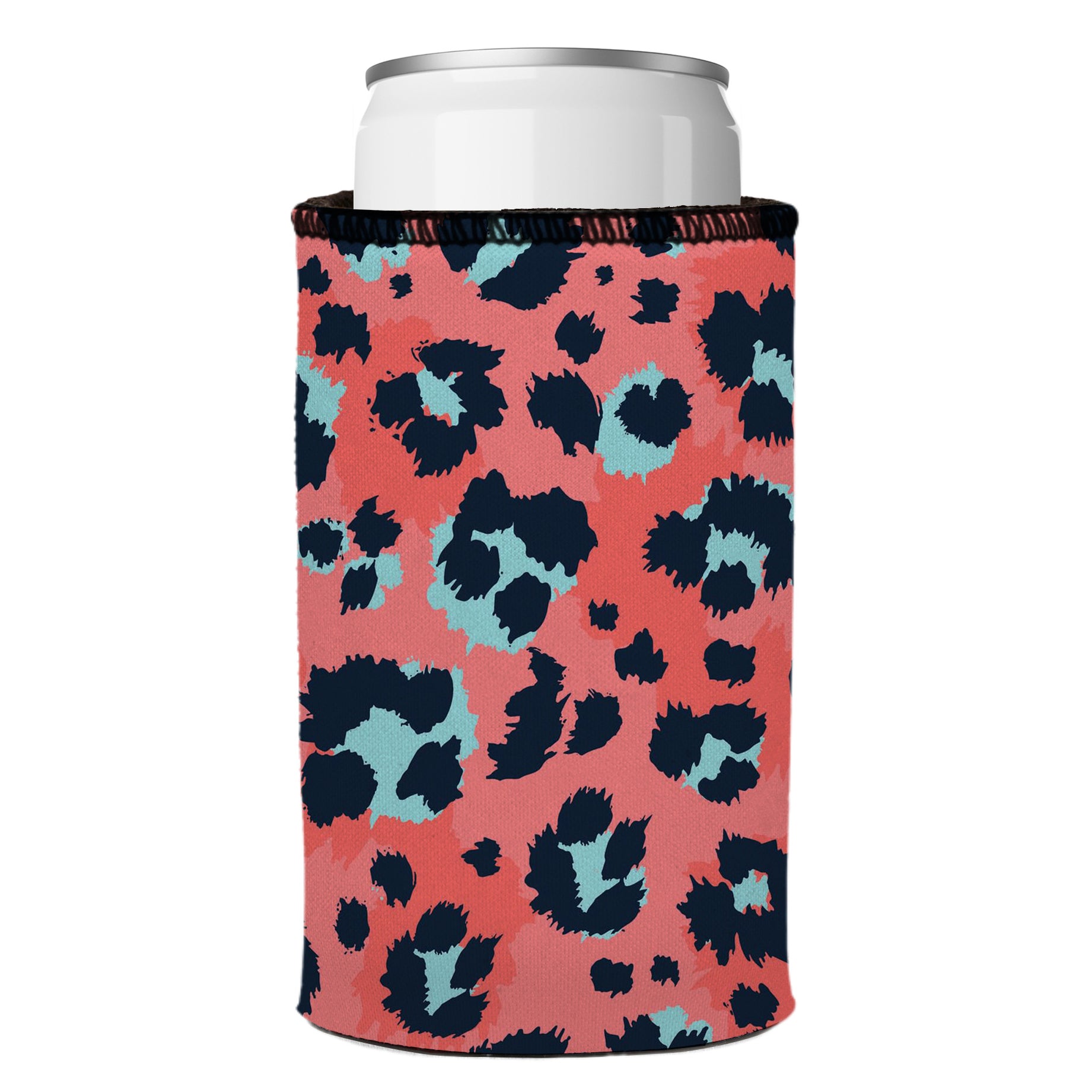 Stubbyz Coral Leopard Print Stubby Cooler